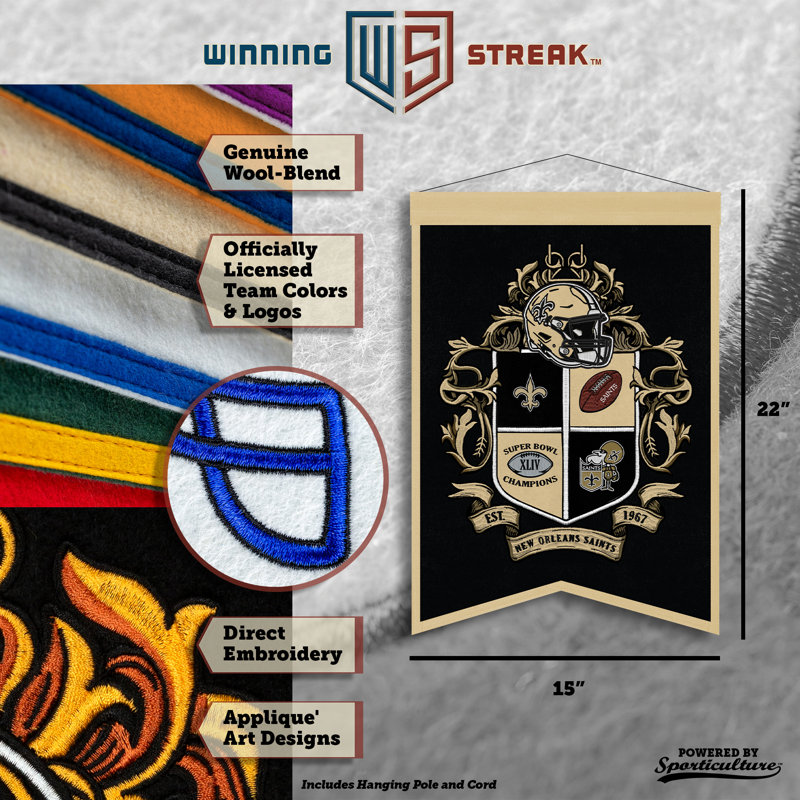 Décoration murale NFL New Orleans Saints Crest | 15 x 22 po