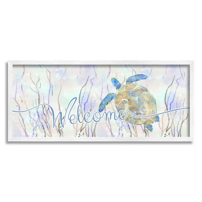 " Welcome Greeting Blue Tropical Sea Tortoise Waters " by Ziwei Li