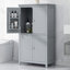 Armoire de rangement élégante pour salle de bain, unité de rangement pour salle de bain, armoire autoportante avec 4 portes, tablettes réglables, tablettes adaptables, gris-853404213