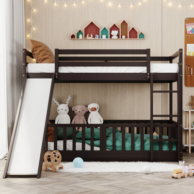 Twin Over Bunk Bed With Slide - Enhance Bedroom Experience And Slide, Space Efficient