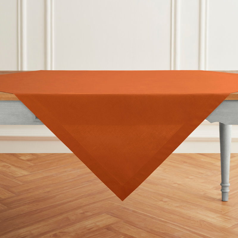 Dru Cotton Linen Plain Table Throw, Cinnamon