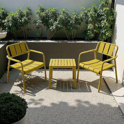 3-Piece Indoor/Outdoor Conversation Set - Commercial-Grade PP Material (2 Chairs + 1 Table)