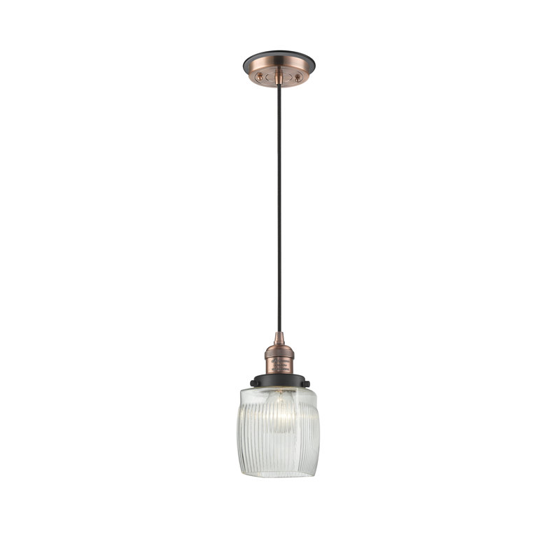 Mireya 1 - Light Single Pendant, Antique Copper with Matte Black accents