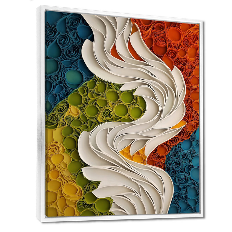 Oras Biomorphism Earth Rhythm In Chaos V - Abstraction lyrique, art mural, H 44 po x l 34 po, Blanc