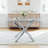 Modern Glass Dining Table Set For 4, 50" Rectangular Tempered Glass Dining Table With Velvet Upholstered Seats-116067008-116067009
