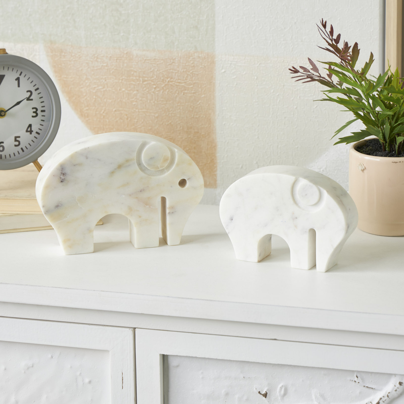 Rumy Genuine Marble Elephant Sculpture