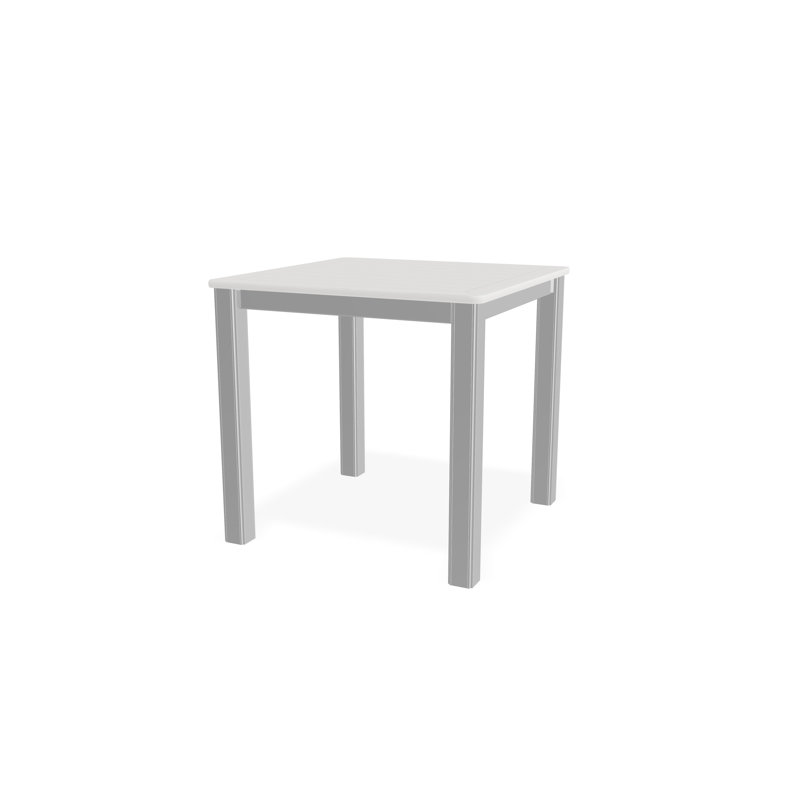 Outdoor Square Side Table, White/White