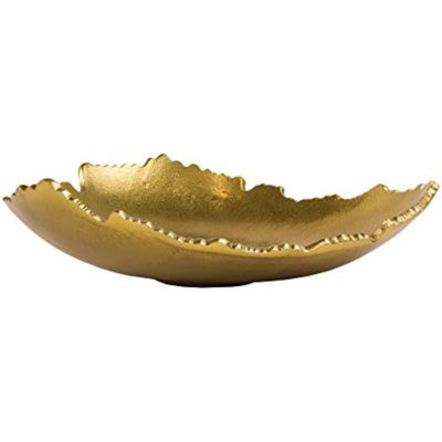 Bol décoratif en métal 12 po avec bords sculptés 12 po