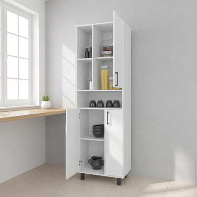 Armoire de cuisine blanche avec rangement ouvert et 2 portes | Idée de cadeau