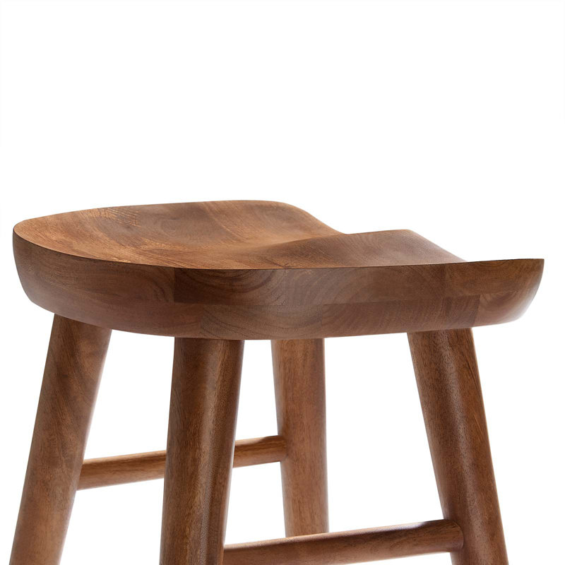 Saville Backless Wood Bar Stools - Set Of 2 In Walnut, Walnut, Counter Stool (27" Seat Height)