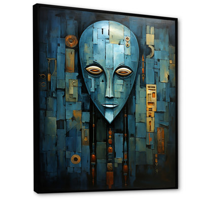 Blue Serenity African Mask - Masque africain, art mural