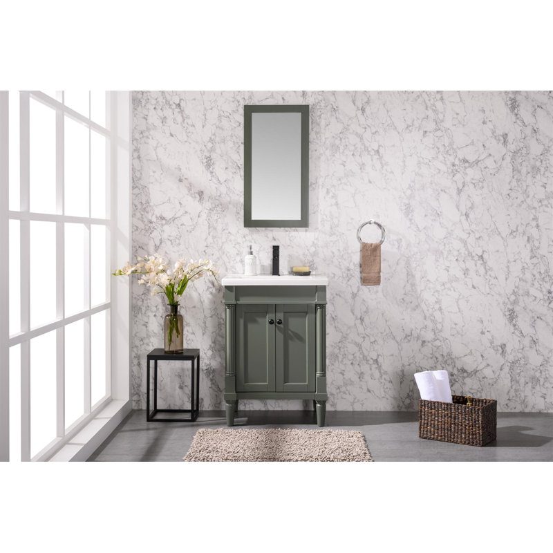Ensemble de meuble-lavabo simple 24 po Malpass, Étain, vert