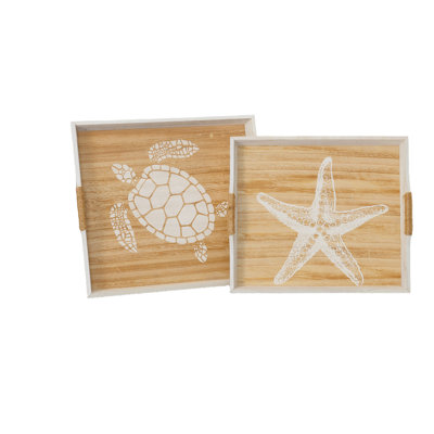 Wood Tray Set Of Two Brown