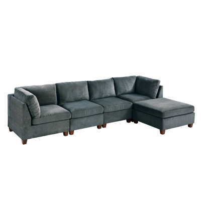 - 5Pc Gray Chenille, And Chair Collection