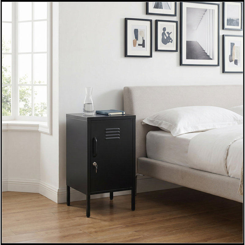 A Multi-Functional Metal Storage Cabinet With A Height Of 27.17 Inches, Black