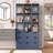 📦 3-Pack Tall Narrow Bathroom Storage Cabinet Set - Vertical Space-Saving Organizer Tower with Open Shelves, Wooden Bin & 3 Drawers for Toiletries, Skincare & Jewelry, Blue-1045813147