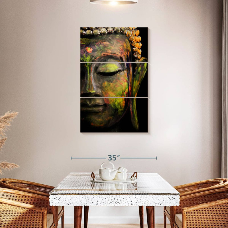 Portrait coloré de Bouddha, H 45 po x l 28 po