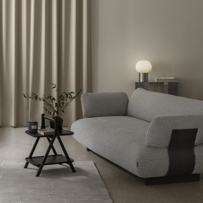 ETA Oak Side Table with Shelves - Natural Oak, Lacquered Black Oak