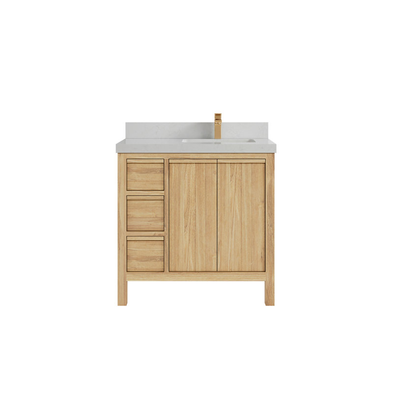 36'' Single Bathroom Vanity with Top, Carrara Quartz
