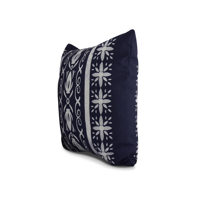Housse de coussin d'extérieur carré cubique Flare Flare, Bleu marine, 16 po x 1 po