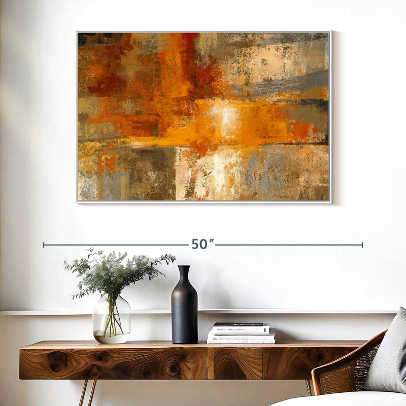 Argent et ambre, Cadre flottant blanc, 40 po x 27 po