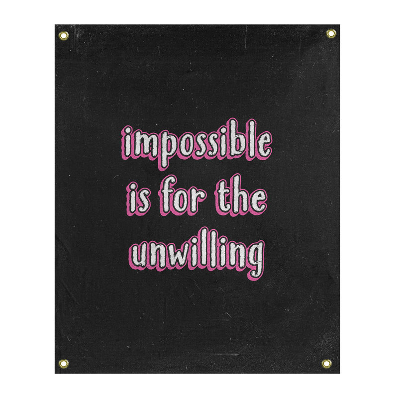 Tapisserie tableau noir quote not impossible quot, H 36 po x l 26 po, Rose