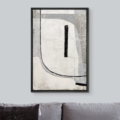 Geometric Line " IDEA4WALL Framed Canvas Print Wall Art Grunge Retro Industrial Geometric Color Field Abstract Shapes Illustrations Modern Decorative Contemporary For Living Room, Bedroom, Office "