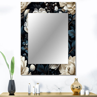 Royal White And Black Flowers Pattern - Floral Mirror Wall Decor