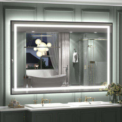 Wayfair Basics® UL Certified Front & Back LED Anti-Fog Tempered Glass Framed Bathroom/Vanity Mirror with 3-Year Warranty