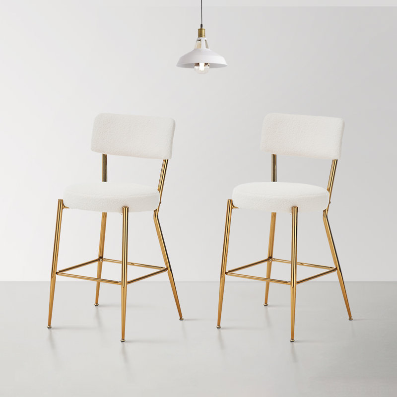 Tabouret de comptoir 25 po Rachell, Or, Blanc