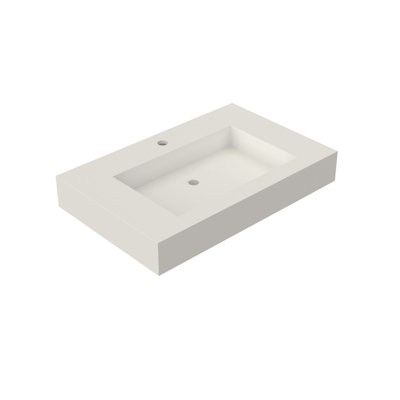 Lavabo de salle de bain mural rectangulaire à surface solide en pierre CASAINC