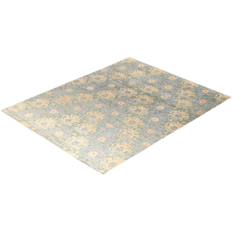 Tapis moderne fait à la main de conception unique - gris, 8 pi 2 po x 10 pi 2 po