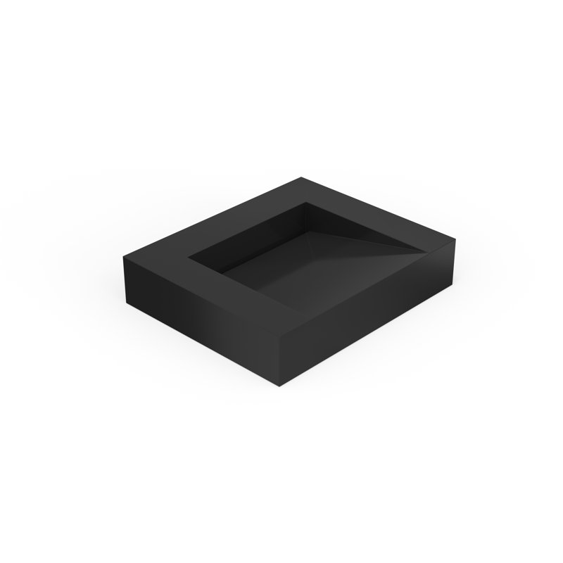 Lavabo de salle de bain mural en résine brillant noir 23,6 po x 19,6 po Badeloft WT-04-E-GBLK