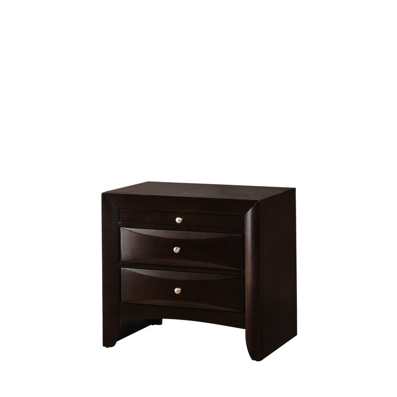 Table de chevet contemporaine 2 - Charmant meuble de chambre à coucher à 2 tiroirs en bois massif brun avec plateau, Brun