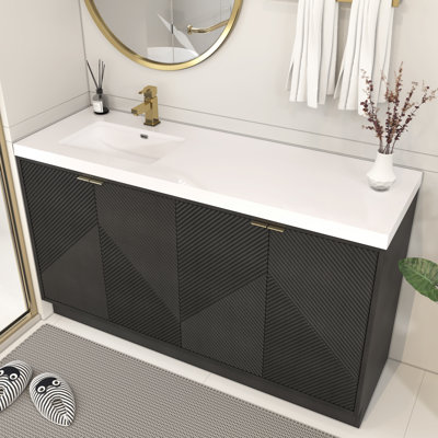 Monterey 59" Freestanding Bathroom Vanity with Reinforced Acrylic Left Sink