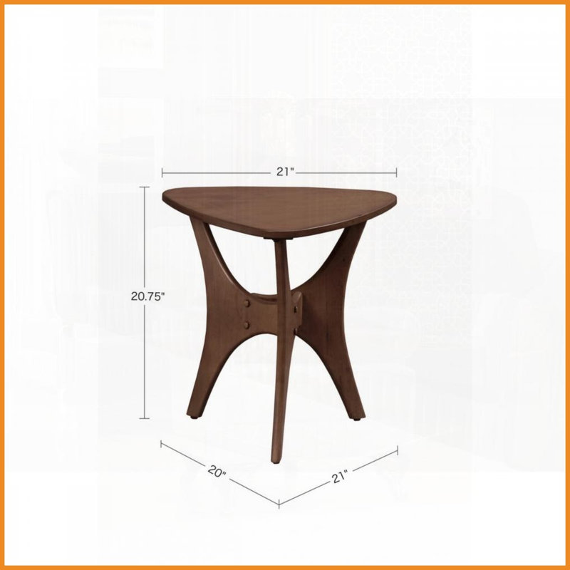 Table basse triangulaire en bois de pacane pour le salon, style Mid-Century avec assemblage facile, Noyer