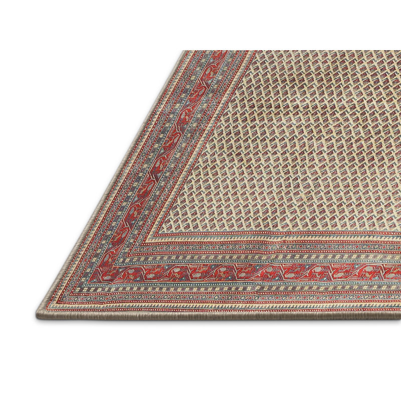 Tapis brun/noir/crème traditionnel, Rectangle 5 pi x 7 pi