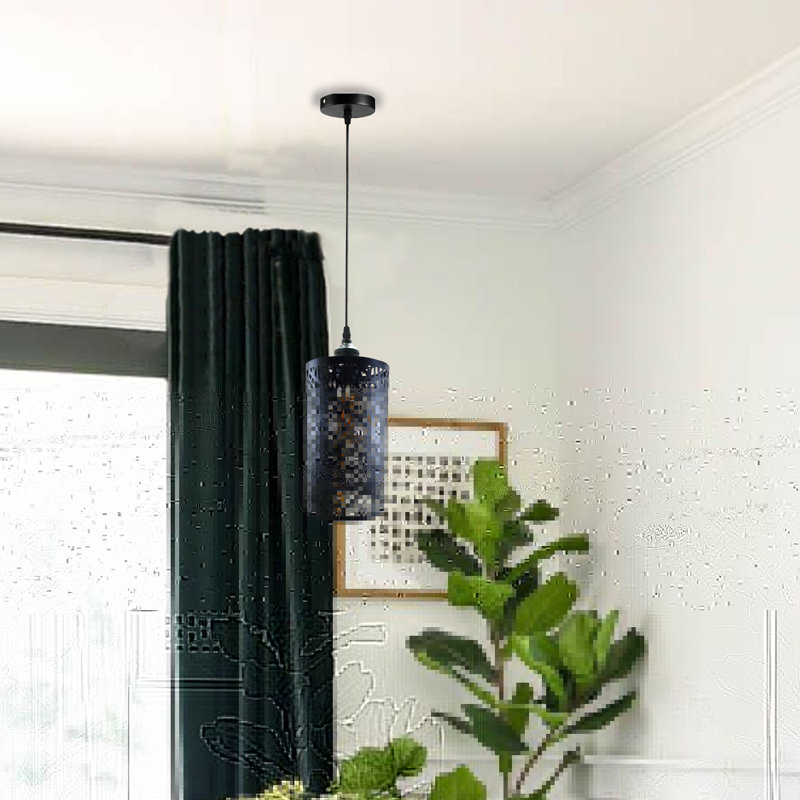 Prestwick 1 - Light Drum Pendant, Black, 122" H x 11" W x 11" D