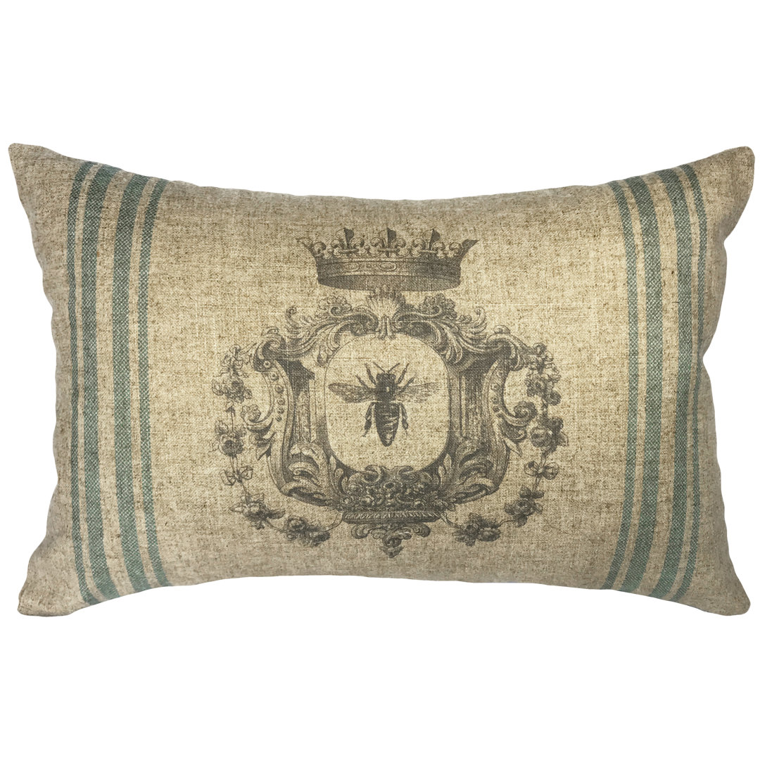Bee Striped Linen Lumbar Pillow TheWatsonShop