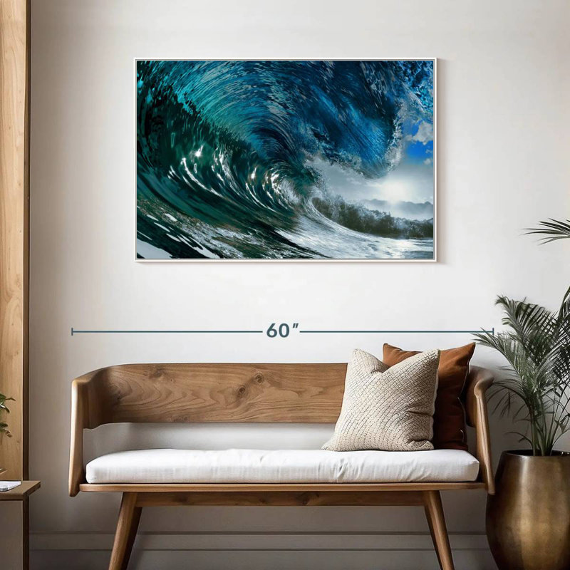 Vague scintillante, Cadre flottant blanc, 43 po x 29 po