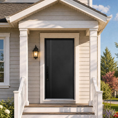 Porte d'entrée moderne en fibre de verre 36 po x 80 po Calhome avec cadre en vynylite à assemblage rapide et ensemble de moulure en brique pour porte extérieure avant droite résistant aux intempéries