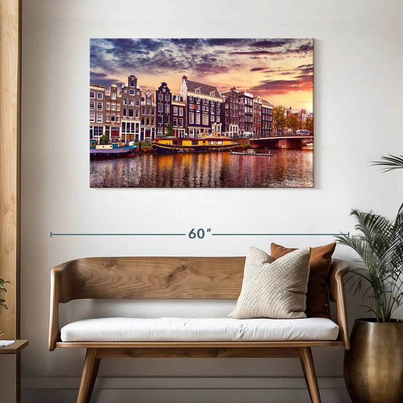 Sireci Amsterdam Canal Sunset, 30" H x 45" W