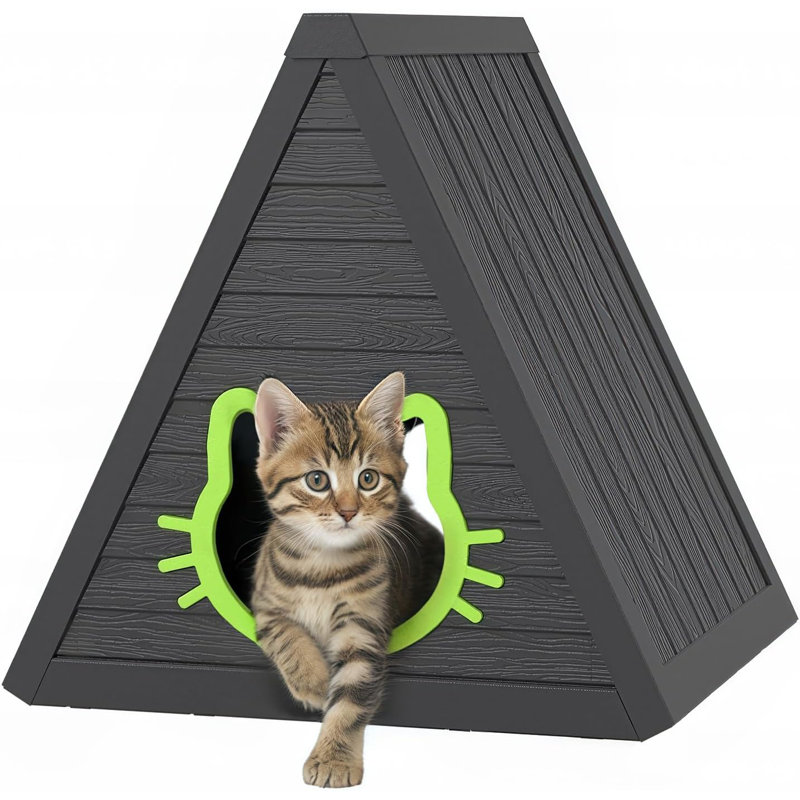 Maison de chat en résine noire - environnement sombre et confortable pour 1 à 2 chats, assemblage facile, conception durable pour une utilisation intérieure / extérieure