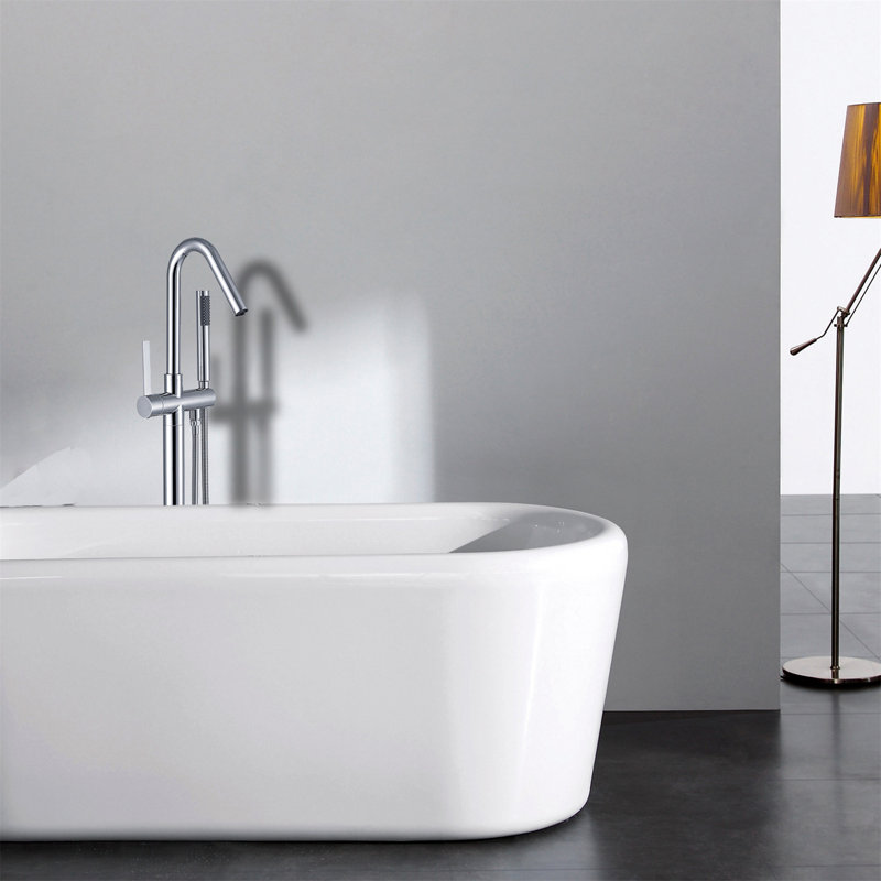 Bec de baignoire fixé au sol, Chrome