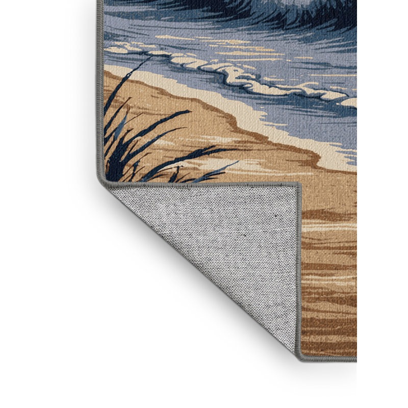 Washable Twilight Shore Coastal Area Rug, Rectangle 5' x 8'