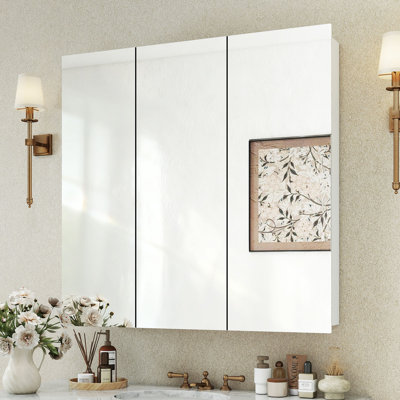 Armoire à pharmacie avec miroir pour salle de bain, surface et fixation encastrée