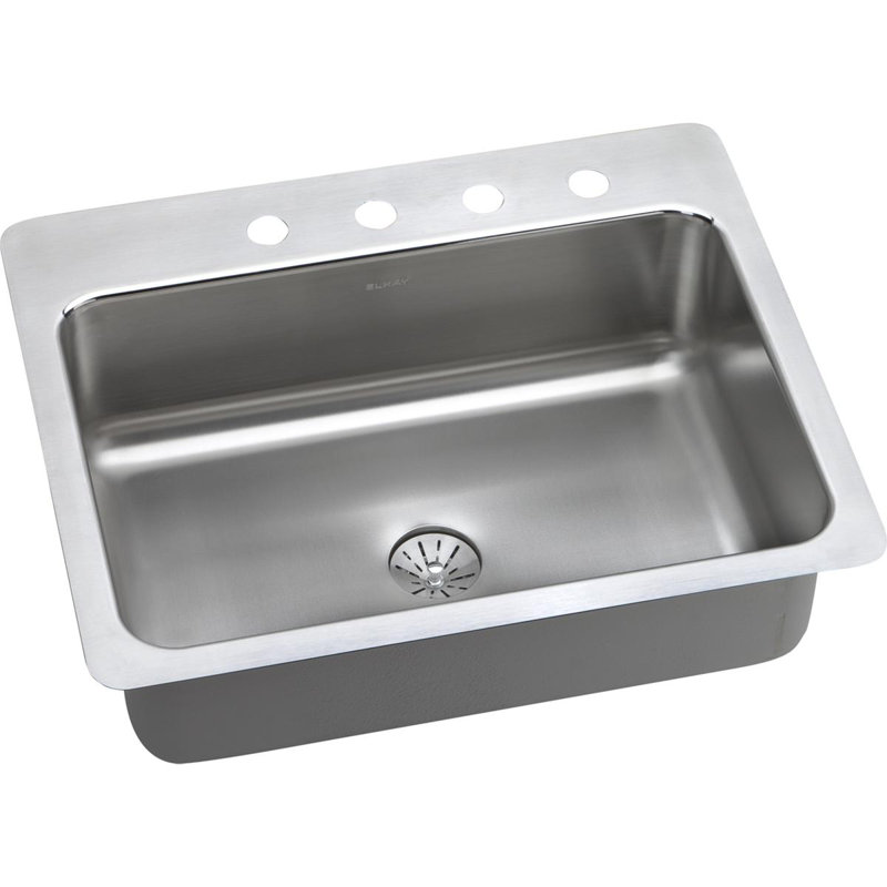 Évier de cuisine à double fixation l 27 po x p 22 po Lustertone, 4 trous