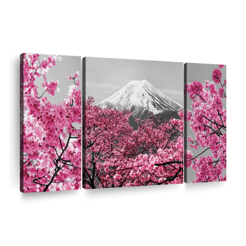 Mt. Fuji Sakuras Pop, reproduction d'art sur toile, H 18 po x l 39 po x P 1,25 po