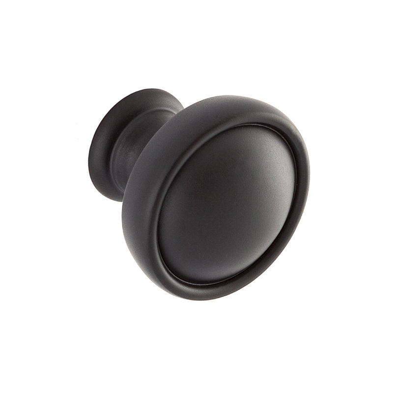 Bouton d'armoire rond noir mat 1-1 / 8 po Grayson, Noir mat, 1 1/8"