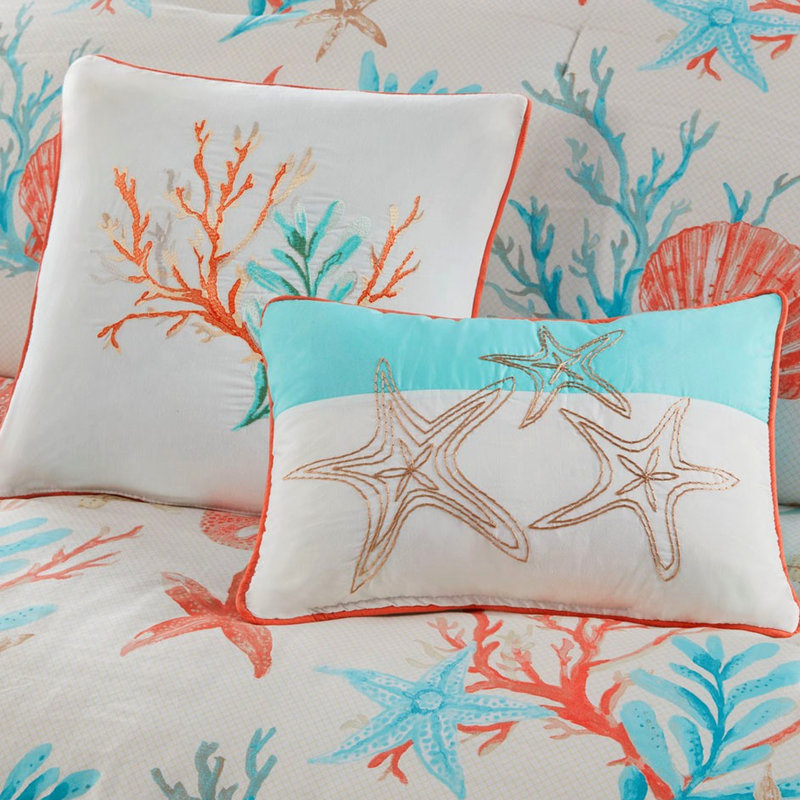 Couette King - 7 pièces en coton, couleur corail à Pebble Beach, Corail